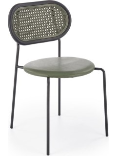 Chaise éco-cuir et rotin...