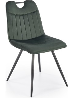 Chaise velours vert pieds...