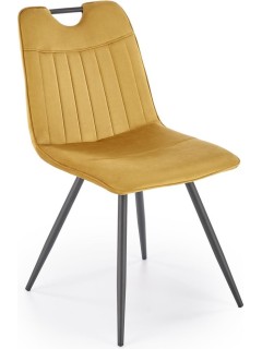 Chaise velours jaune pieds...