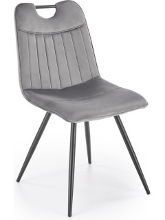 Chaise velours gris pieds...