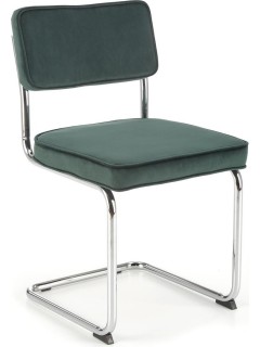 Chaise velours vert pieds...