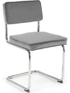 Chaise velours gris pieds...