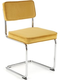 Chaise velours jaune...