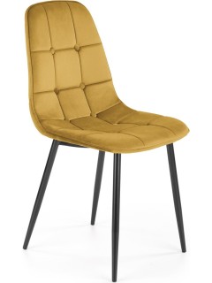 Chaise design tissu jaune...