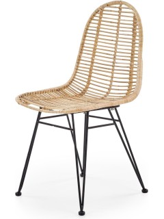 Chaise pieds noir et rotin...