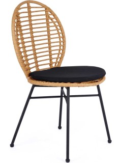 Chaise pieds noir et rotin...