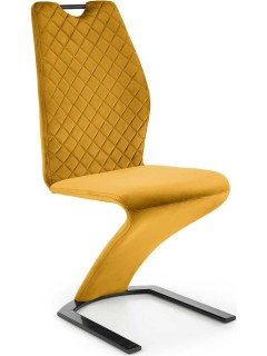 Chaise design tissu jaune...