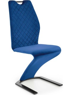 Chaise design tissu bleu et...