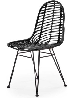 Chaise rotin et métal noir...