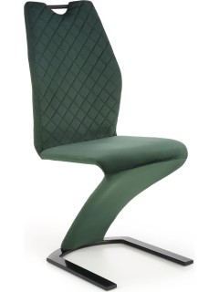 Chaise design tissu vert et...
