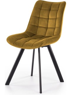 Chaise design tissu jaune...