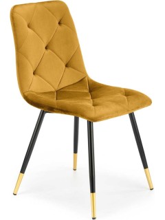 Chaise design tissu doré et...