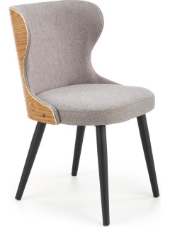 Chaise design tissu gris et...