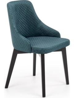 Chaise design tissu vert et...