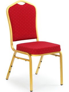 Chaise rouge et pieds or...
