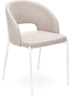 Chaise design tissu beige...