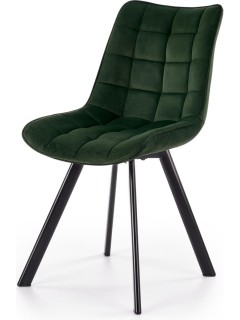 Chaise design en tissu vert...