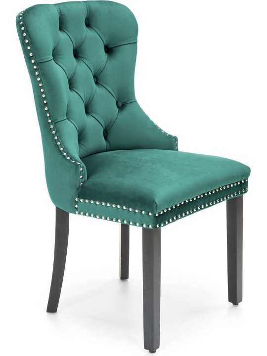 Chaise design matelassée velours vert foncé heurtoir ARTHUR