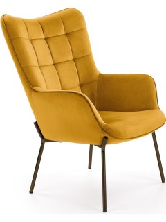 Fauteuil velours jaune et...