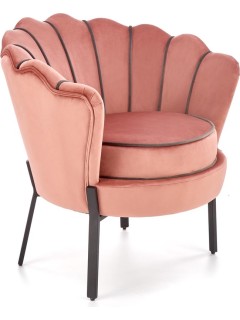 Fauteuil velours rose et...