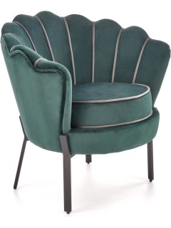 Fauteuil velours vert et...