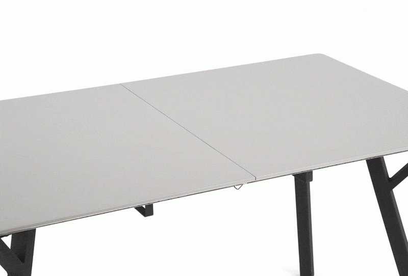 Table à manger extensible design gris laquée noir 140[180]-80 cm CAVATORE