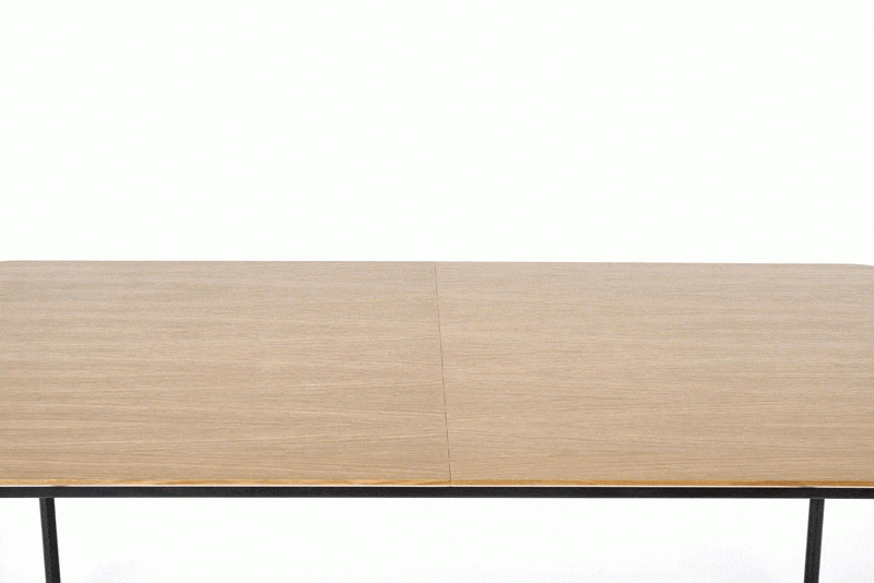 Table extensible industrielle bois naturel pied noir L170-250 cm GOPALA